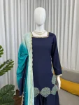 RICH LOOK NATURAL CREPE THREAD WITH SEQUENCE WORK TOP PATIYALA WITH DUPATTA FESTIVE WEAR WHOLESALE PRICE ETHNIC GARMENT (4)