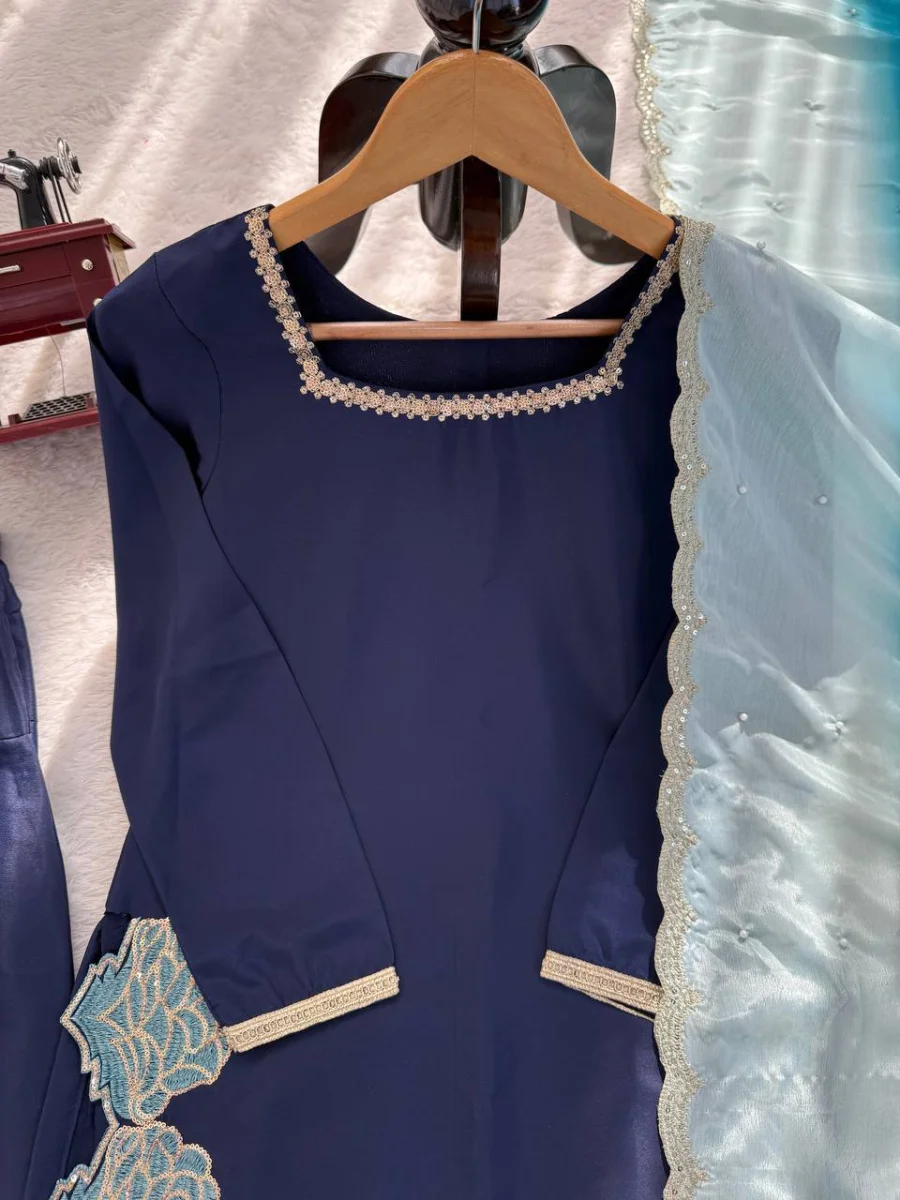 RICH LOOK NATURAL CREPE THREAD WITH SEQUENCE WORK TOP PATIYALA WITH DUPATTA FESTIVE WEAR WHOLESALE PRICE ETHNIC GARMENT (12)