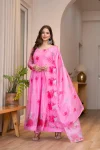 RICH LOOK ORGANZA FLORAL PRINT WORK ANARKALI GOWN BOTTOM WITH DUPATTA FESTIVE WEAR WHOLESALE PRICE ETHNIC GARMENT (7)