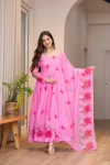 RICH LOOK ORGANZA FLORAL PRINT WORK ANARKALI GOWN BOTTOM WITH DUPATTA FESTIVE WEAR WHOLESALE PRICE ETHNIC GARMENT (7)