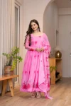 RICH LOOK ORGANZA FLORAL PRINT WORK ANARKALI GOWN BOTTOM WITH DUPATTA FESTIVE WEAR WHOLESALE PRICE ETHNIC GARMENT (7)