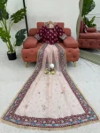 RICH LOOK ORGANZA SILK THREAD WITH SEQUENCE WORK SAREE WITH UNSTITCHED BLOUSE FESTIVE WEAR WHOLESALE PRICE ETHNIC GARMENT (3)