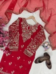 RICH LOOK ORGANZA SILK ZARI AND SEQUENCE EMBROIDERY WORK TOP PALAZZO WITH DUPATTA FESTIVE WEAR WHOLESALE PRICE ETHNIC GARMENT (9)