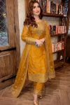 RICH LOOK ORGANZA SILK ZARI AND SEQUENCE EMBROIDERY WORK TOP PALAZZO WITH DUPATTA YELLOW