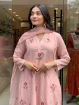 RICH LOOK PV CHANDERI EMBROIDERY WORK TOP BOTTOM WITH DUPATTA FESTIVE WEAR WHOLESALE PRICE ETHNIC GARMENT (3)