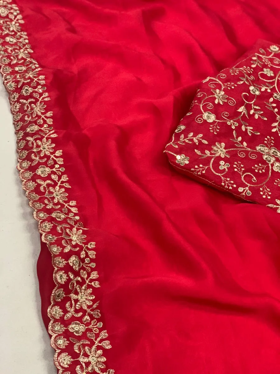 RICH LOOK RANGOLI SILK EMBROIDERY WORK BORDER SAREE WITH UNSTITCHED BLOUSE FESTIVE WEAR WHOLESALE PRICE ETHNIC GARMENT (1)