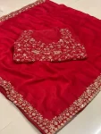 RICH LOOK RANGOLI SILK EMBROIDERY WORK BORDER SAREE WITH UNSTITCHED BLOUSE FESTIVE WEAR WHOLESALE PRICE ETHNIC GARMENT (4)