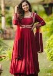 RICH LOOK ROMAN COTTON EMBROIDERY SEQUENCE WORK GOWN KOTI PALAZZO WITH DUPATTA ANARKALI