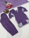 RICH LOOK ROMAN COTTON EMBROIDERY WORK TOP PATIYALA WITH DUPATTA FESTIVE WEAR WHOLESALE PRICE ETHNIC GARMENT (2)
