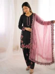RICH LOOK ROMAN GLASS EMBROIDERY SEQUENCE WITH RIVET MOTI WORK TOP PATIYALA WITH DUPATTA FESTIVE WEAR WHOLESALE PRICE ETHNIC GARMENT (14)