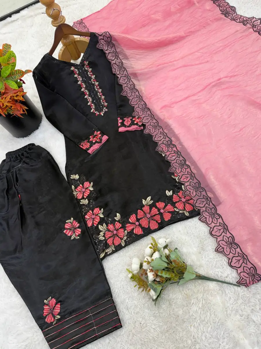 RICH LOOK ROMAN GLASS EMBROIDERY SEQUENCE WITH RIVET MOTI WORK TOP PATIYALA WITH DUPATTA FESTIVE WEAR WHOLESALE PRICE ETHNIC GARMENT (31)