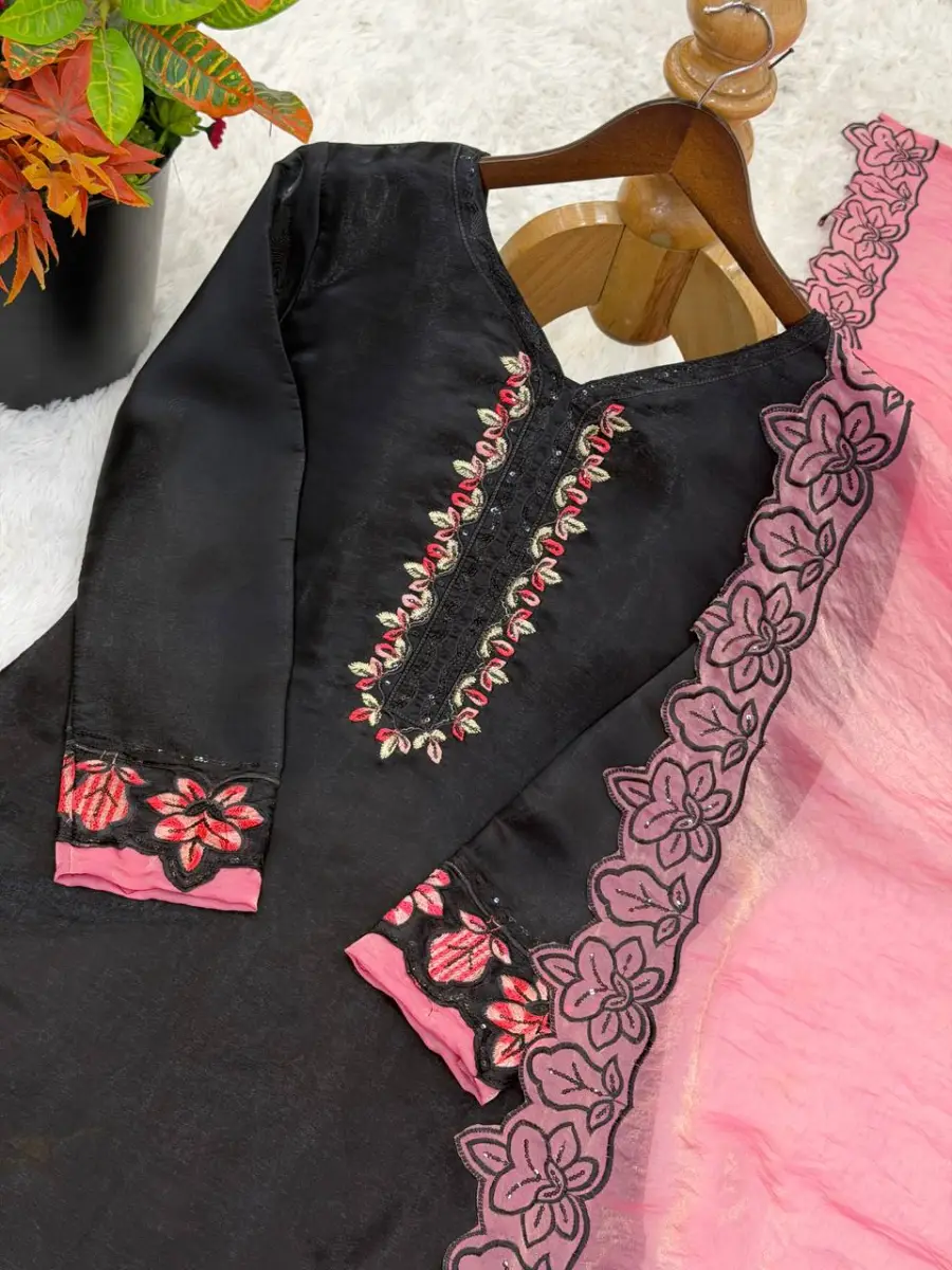 RICH LOOK ROMAN GLASS EMBROIDERY SEQUENCE WITH RIVET MOTI WORK TOP PATIYALA WITH DUPATTA FESTIVE WEAR WHOLESALE PRICE ETHNIC GARMENT (32)