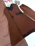 RICH LOOK SATIN CHANDERI EMBROIDERY WORK TOP BOTTOM WITH DUPATTA FESTIVE WEAR WHOLESALE PRICE ETHNIC GARMENT (3)