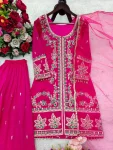 RICH LOOK SATIN SILK EMBROIDERY CODING DORI & SEQUENCE WORK TOP PALAZZO WITH DUPATTA WEDDING WEAR WHOLESALE PRICE ETHNIC GARMENT (5)