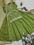 RICH LOOK SHIMMER SILK EMBROIDERY SEQUENCE WORK TOP LEHENGA WITH DUPATTA WEDDING WEAR WHOLESALE PRICE ETHNIC GARMENT (4)