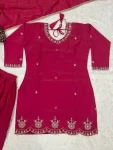 RICH LOOK SHIMMER SILK SEQUENCE EMBROIDERY WORK TOP PALAZZO WITH DUPATTA FESTIVE WEAR WHOLESALE PRICE ETHNIC GARMENT (5)