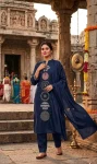 RICH LOOK SLUB COTTON EMBROIDERY WORK TOP BOTTOM WITH DUPATTA FESTIVE WEAR WHOLESALE PRICE ETHNIC GARMENT (7)