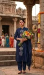 RICH LOOK SLUB COTTON EMBROIDERY WORK TOP BOTTOM WITH DUPATTA FESTIVE WEAR WHOLESALE PRICE ETHNIC GARMENT (7)