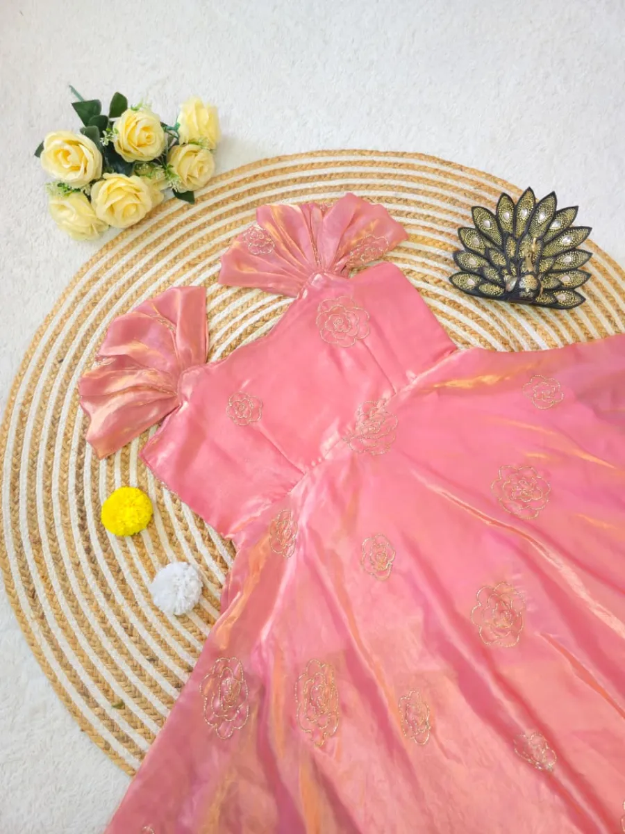 RICH LOOK SPACE SILK BEADS SEQUENCE WORK GOWN FESTIVE WEAR WHOLESALE PRICE ETHNIC GARMENT (3)