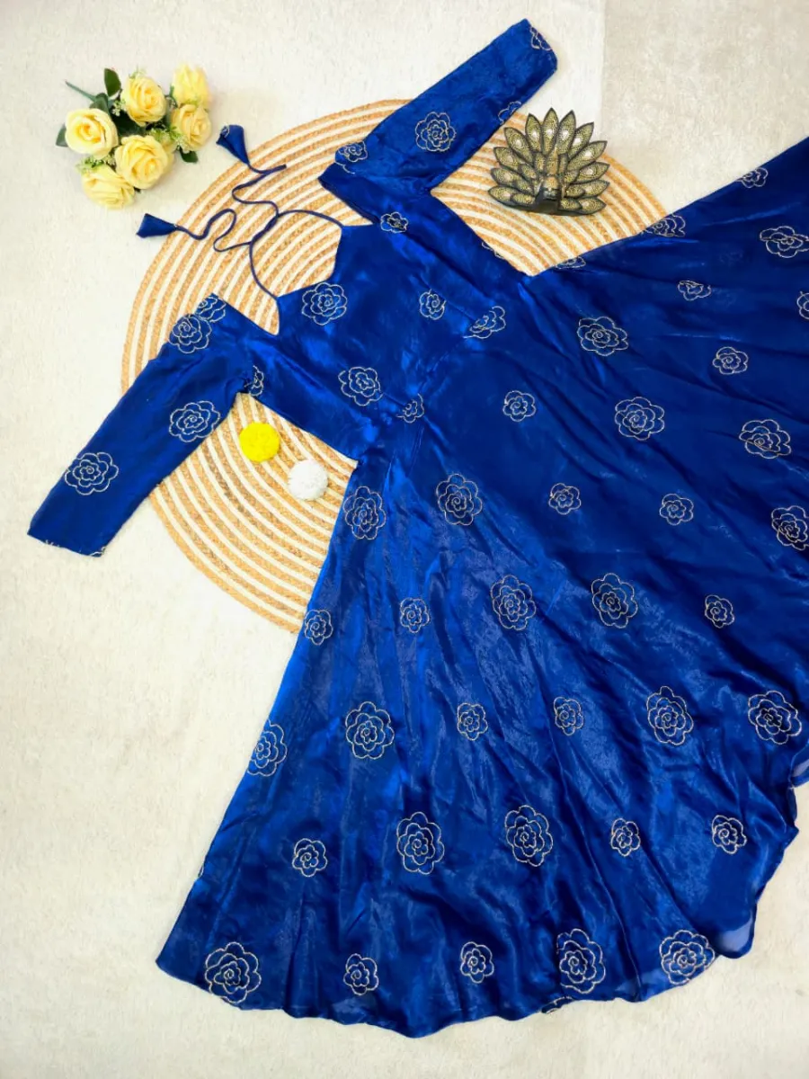 RICH LOOK SPACE SILK BEADS SEQUENCE WORK GOWN FESTIVE WEAR WHOLESALE PRICE ETHNIC GARMENT (4)