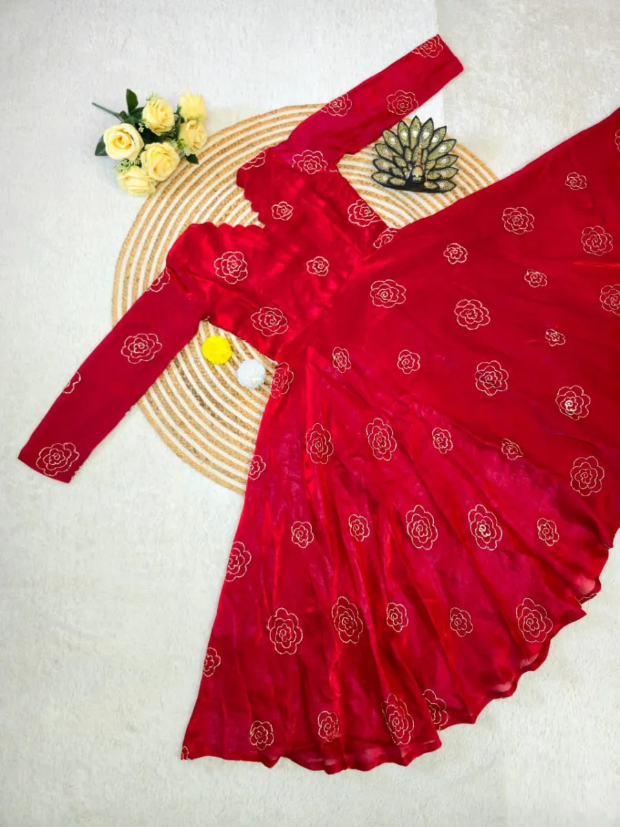 RICH LOOK SPACE SILK BEADS SEQUENCE WORK GOWN FESTIVE WEAR WHOLESALE PRICE ETHNIC GARMENT (6)
