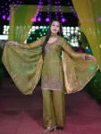 RICH LOOK TWO TONE FENDY SILK EMBROIDERY SEQUENCE WORK TOP PALAZZO WITH DUPATTA FESTIVE WEAR WHOLESALE PRICE ETHNIC GARMENT (4)