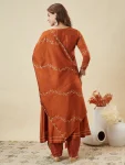 RICH LOOK VICHITRA SILK EMBROIDERY SEQUENCE WORK TOP BOTTOM WITH DUPATTA FESTIVE WEAR WHOLESALE PRICE ETHNIC GARMENT (3)