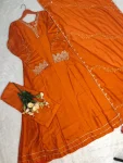 RICH LOOK VICHITRA SILK EMBROIDERY SEQUENCE WORK TOP BOTTOM WITH DUPATTA FESTIVE WEAR WHOLESALE PRICE ETHNIC GARMENT (3)