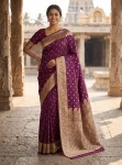 TRENDING BANARASI JARI SILK GOLDEN ZARI BUTTI WEAVES WORK SAREE WITH UNSTITCHED BLOUSE FESTIVE WEAR WHOLESALE PRICE ETHNIC GARMENT (2)