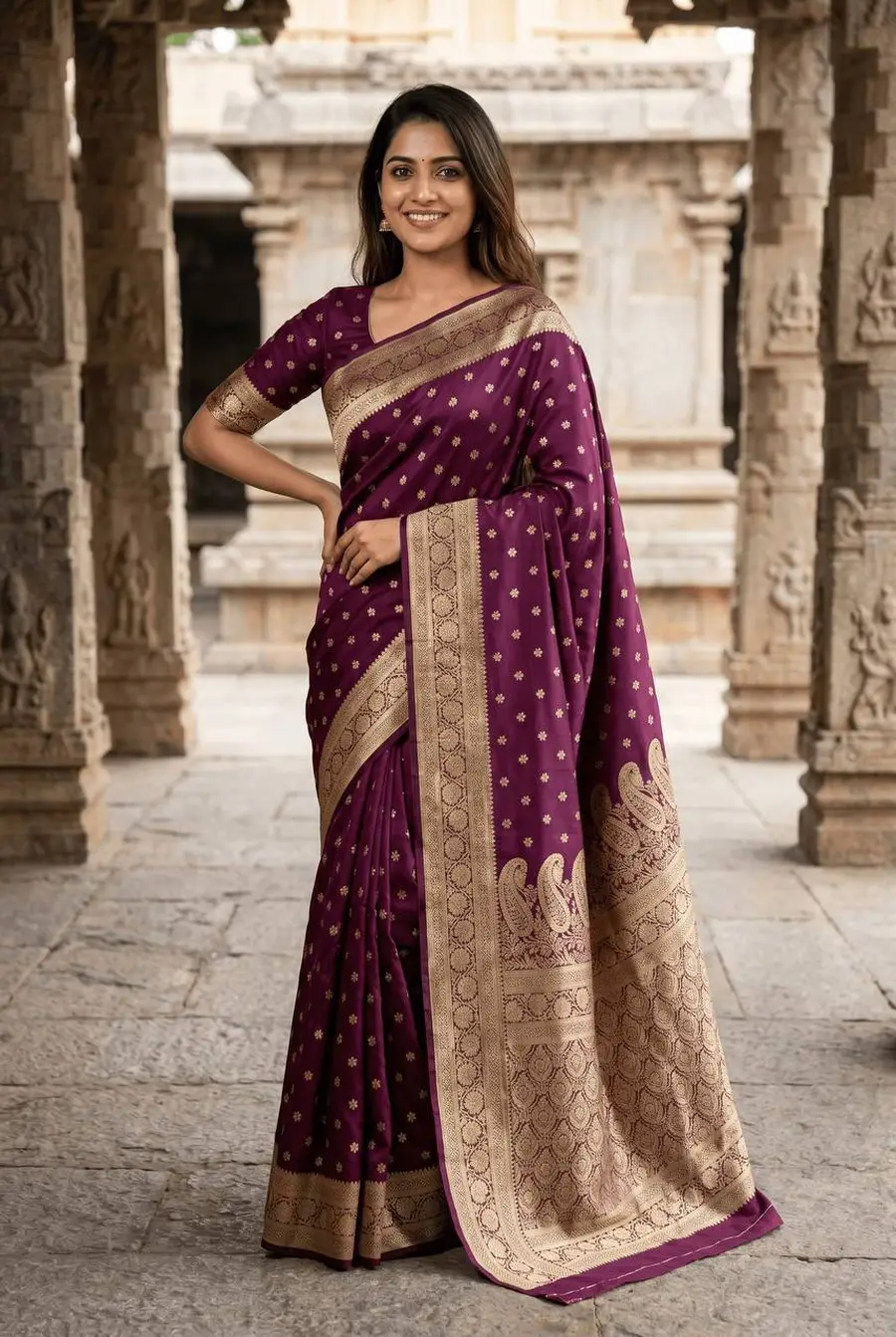 TRENDING BANARASI JARI SILK GOLDEN ZARI BUTTI WEAVES WORK SAREE WITH UNSTITCHED BLOUSE FESTIVE WEAR WHOLESALE PRICE ETHNIC GARMENT (3)