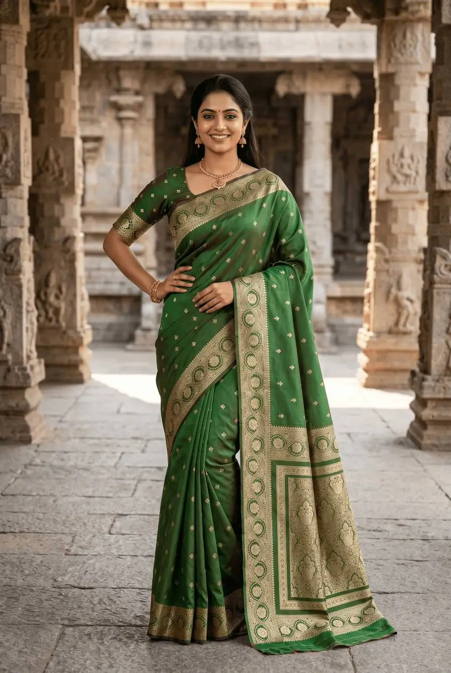 TRENDING BANARASI JARI SILK GOLDEN ZARI BUTTI WEAVES WORK SAREE WITH UNSTITCHED BLOUSE FESTIVE WEAR WHOLESALE PRICE ETHNIC GARMENT (3)