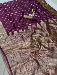 TRENDING BANARASI JARI SILK GOLDEN ZARI BUTTI WEAVES WORK SAREE WITH UNSTITCHED BLOUSE FESTIVE WEAR WHOLESALE PRICE ETHNIC GARMENT (2)