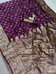 TRENDING BANARASI JARI SILK GOLDEN ZARI BUTTI WEAVES WORK SAREE WITH UNSTITCHED BLOUSE FESTIVE WEAR WHOLESALE PRICE ETHNIC GARMENT (2)