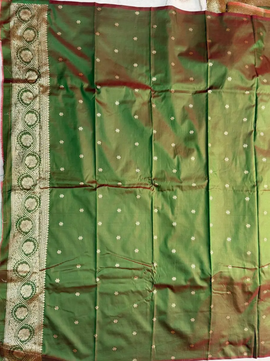 TRENDING BANARASI JARI SILK GOLDEN ZARI BUTTI WEAVES WORK SAREE WITH UNSTITCHED BLOUSE FESTIVE WEAR WHOLESALE PRICE ETHNIC GARMENT (8)