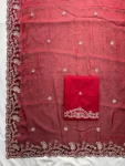 TRENDING CHIFFON SILK EMBROIDERY WITH PIPING BORDER WORK SAREE WITH UNSTITCHED BLOUSE WEDDING WEAR WHOLESALE PRICE ETHNIC GARMENT (2)