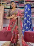 TRENDING CHINON SILK DIGITAL PRINT WITH BEAUTIFUL MIRROR HANDWORK SAREE WITH UNSTITCHED BLOUSE FESTIVE WEAR WHOLESALE PRICE ETHNIC GARMENT (2)
