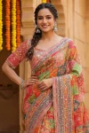 TRENDING CHINON SILK DIGITAL PRINT WITH BEAUTIFUL MIRROR HANDWORK SAREE WITH UNSTITCHED BLOUSE FESTIVE WEAR WHOLESALE PRICE ETHNIC GARMENT (2)