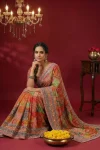 TRENDING CHINON SILK DIGITAL PRINT WITH BEAUTIFUL MIRROR HANDWORK SAREE WITH UNSTITCHED BLOUSE FESTIVE WEAR WHOLESALE PRICE ETHNIC GARMENT (2)
