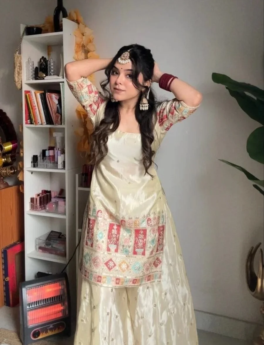 TRENDING CHINON SILK SEQUENCE CODING EMBROIDERY WORK TOP PALAZZO WITH DUPATTA FESTIVE WEAR WHOLESALE PRICE ETHNIC GARMENT (2)