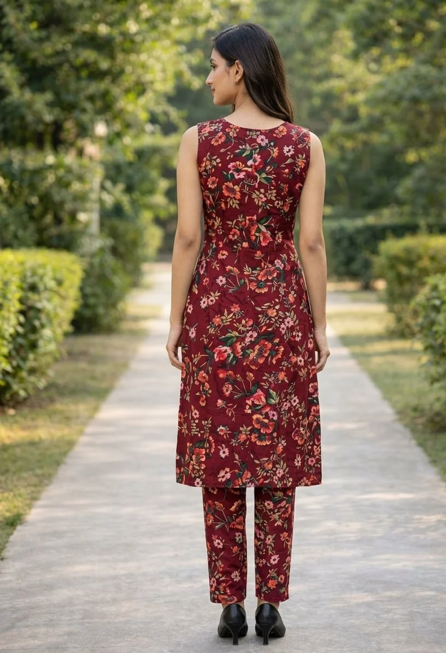 TRENDING CREPE FLOWER PRINT WORK TOP PENT SET DAILY WEAR WHOLESALE PRICE ETHNIC GARMENT (2)