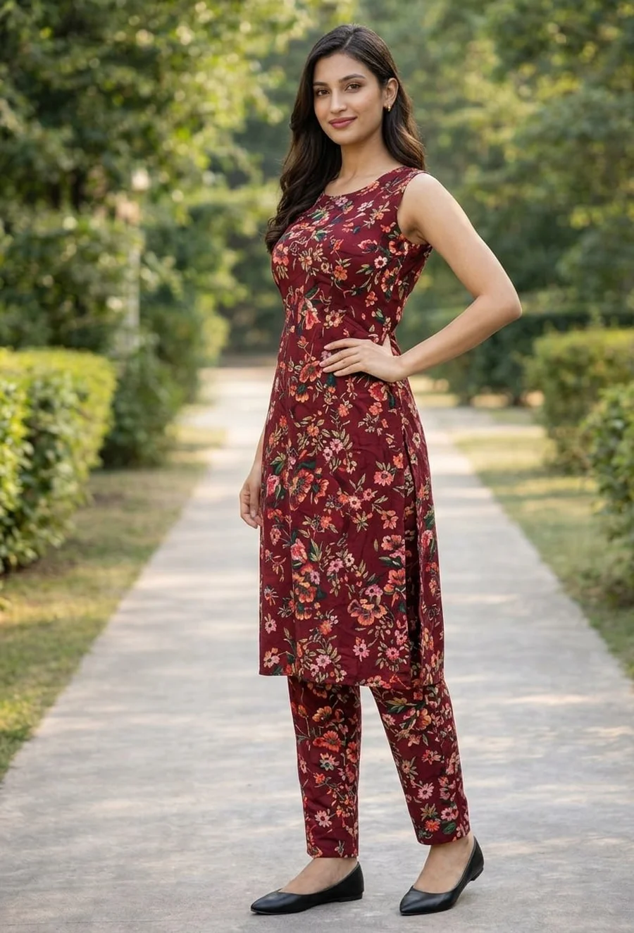 TRENDING CREPE FLOWER PRINT WORK TOP PENT SET DAILY WEAR WHOLESALE PRICE ETHNIC GARMENT (6)