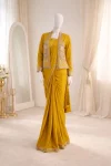 TRENDING CREPE SATIN EMBROIDERY WORK READY TO WEAR SAREE WITH STITCHED BLOUSE AND KOTI PARTY WEAR WHOLESALE PRICE ETHNIC GARMENT (2)
