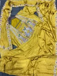 TRENDING CREPE SATIN EMBROIDERY WORK READY TO WEAR SAREE WITH STITCHED BLOUSE AND KOTI PARTY WEAR WHOLESALE PRICE ETHNIC GARMENT (2)