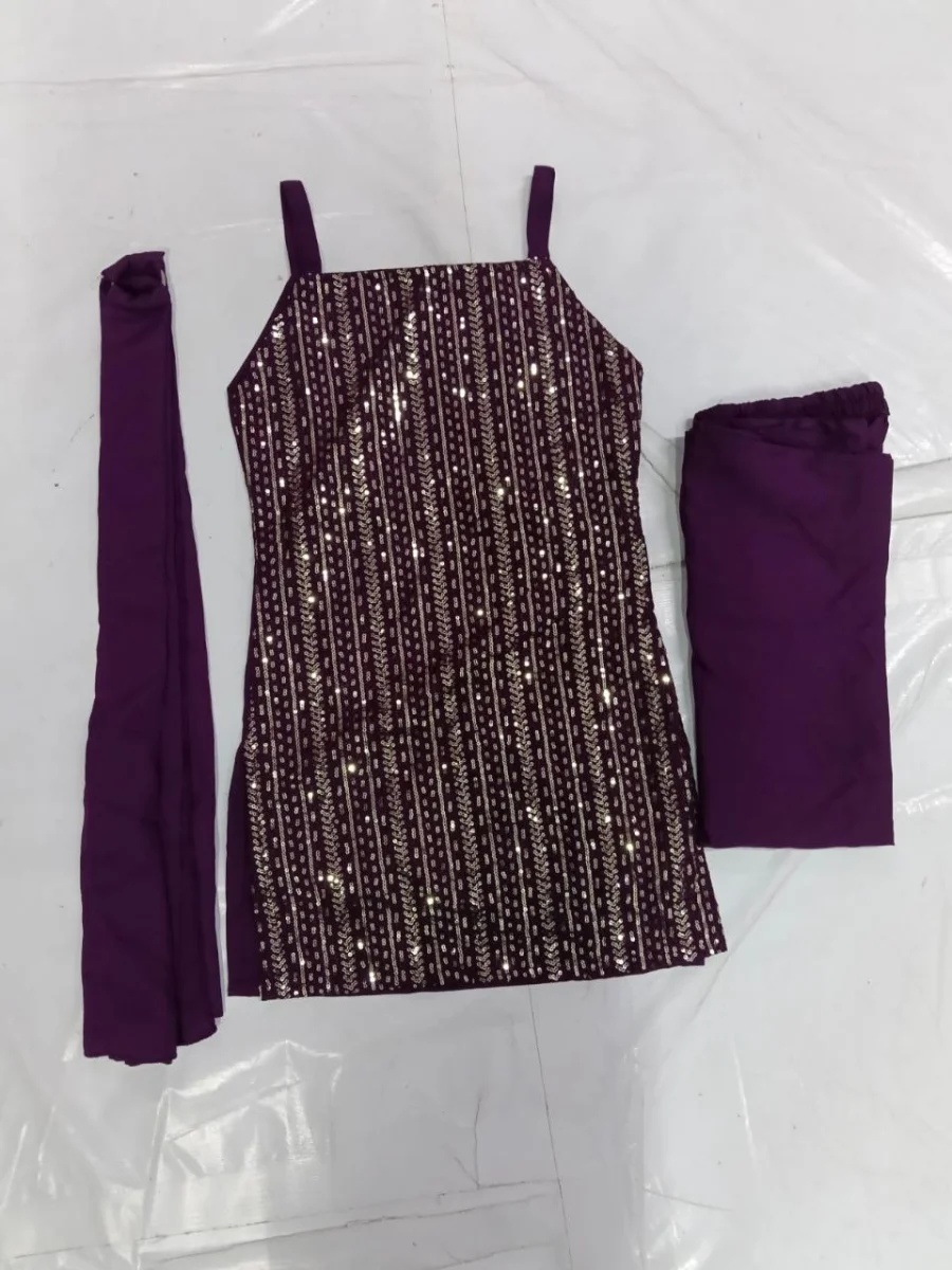 TRENDING CREPE SEQUENCE EMBROIDERED WORK KID'S TOP PALAZZO WITH DUPATTA FESTIVE WEAR WHOLESALE PRICE ETHNIC GARMENT (13)