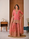 TRENDING CRUNCHY SILK SEQUENCE AND EMBROIDERY WORK TOP SHARARA WITH DUPATTA WEDDING WEAR WHOLESALE PRICE ETHNIC GARMENT (1)