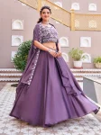 TRENDING EMBROIDERY MOTI BEADS & SEQUENCE WORK LEHENGA CHOLI WITH SHRUG STYLE DUPATTA PURPLE