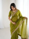 TRENDING FENDY SATIN EMBROIDERY WITH CUTWORK BORDER SAREE WITH UNSTITCHED BLOUSE WEDDING WEAR WHOLESALE PRICE ETHNIC GARMENT (3)