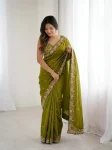 TRENDING FENDY SATIN EMBROIDERY WITH CUTWORK BORDER SAREE WITH UNSTITCHED BLOUSE WEDDING WEAR WHOLESALE PRICE ETHNIC GARMENT (3)