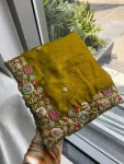 TRENDING FENDY SATIN EMBROIDERY WITH CUTWORK BORDER SAREE WITH UNSTITCHED BLOUSE WEDDING WEAR WHOLESALE PRICE ETHNIC GARMENT (3)