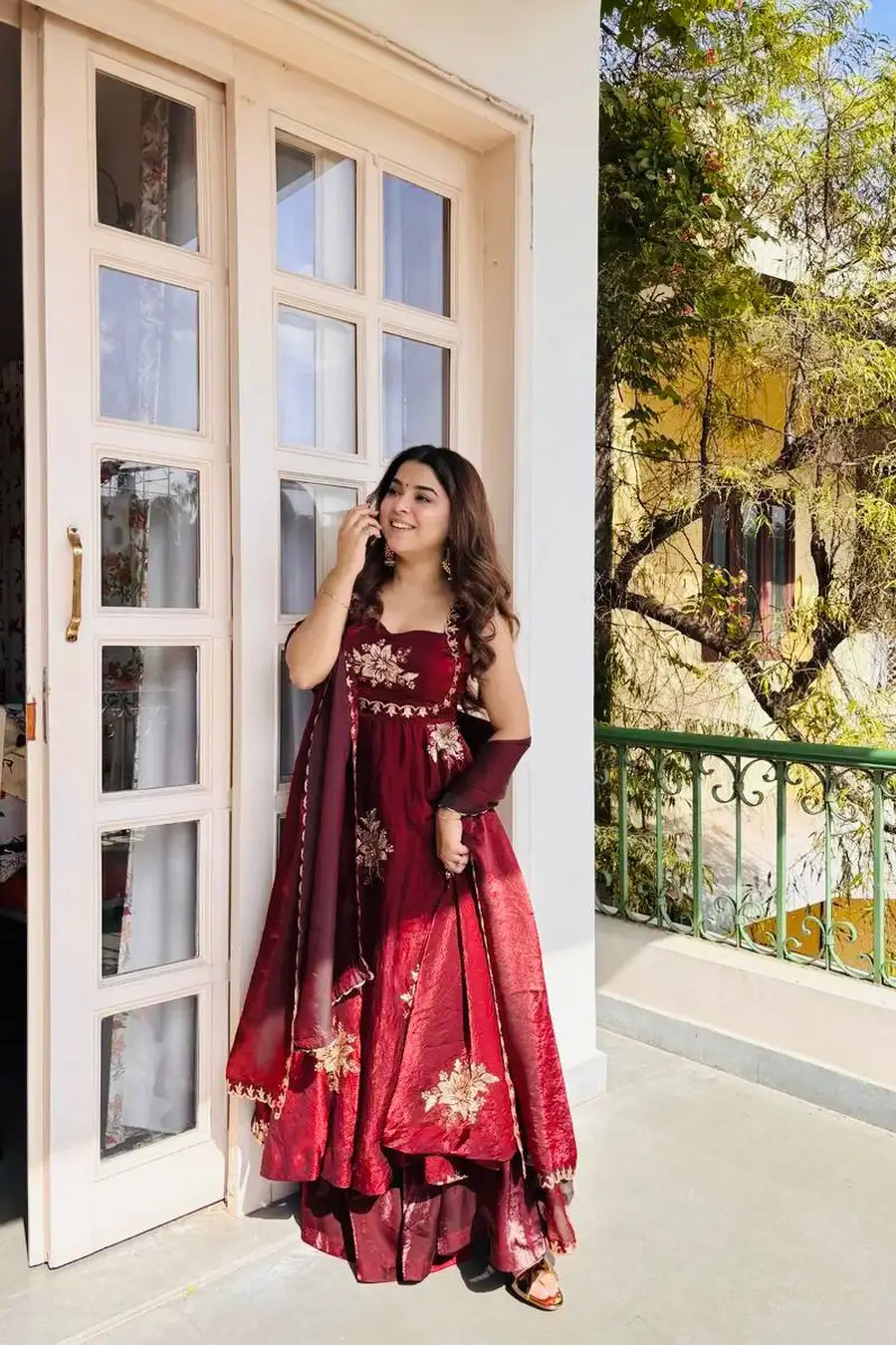 TRENDING FENDY SILK EMBROIDERY SEQUENCE WORK GOWN PALAZZO WITH DUPATTA WEDDING WEAR WHOLESALE PRICE ETHNIC GARMENT (24)